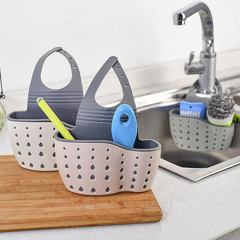 Kitchen Sink Caddy Sponge Holder Silicone Plastic Soap Holder Hanging  Ajustable