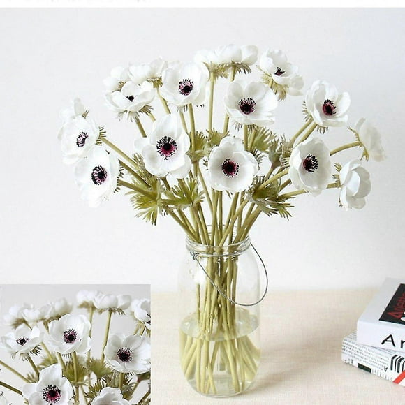 5pcs Artifical Real Touch Pu Anemone Flower Bouquet Room Home Decor (w--