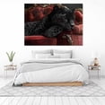 thumbnail image 6 of Mudket Black Panther on Red Velvet Sofa Canvas Wall Art, Luxury Animal Print Room Decor for Bedroom Living Room, Glam Wall Art for Women & Men - 20"L x 16"W, 6 of 10
