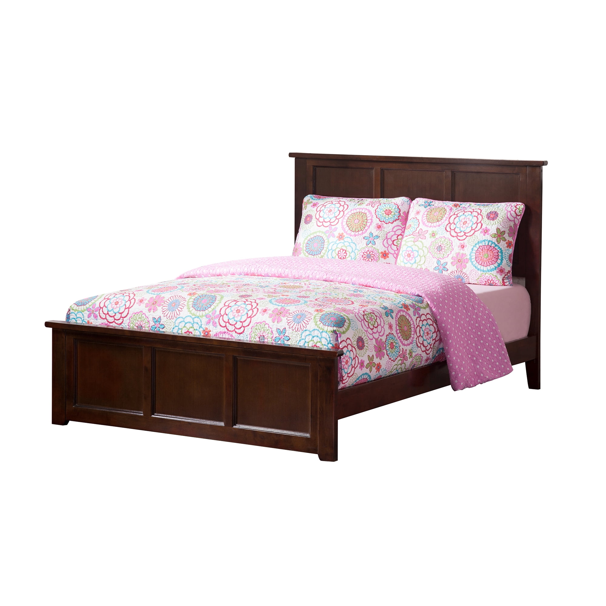 AFI Madison Full Wood Platform Bed & Footboard, Walnut
