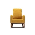 thumbnail image 5 of Rocking Chair,Mid-Century Modern Nursery Rocking Armchair ,Comfortable Fabric Rocker Padded Seat Wood Frame,Tufted Upholstered High Back Accent Chair for Home Living Room, Yellow, 5 of 7