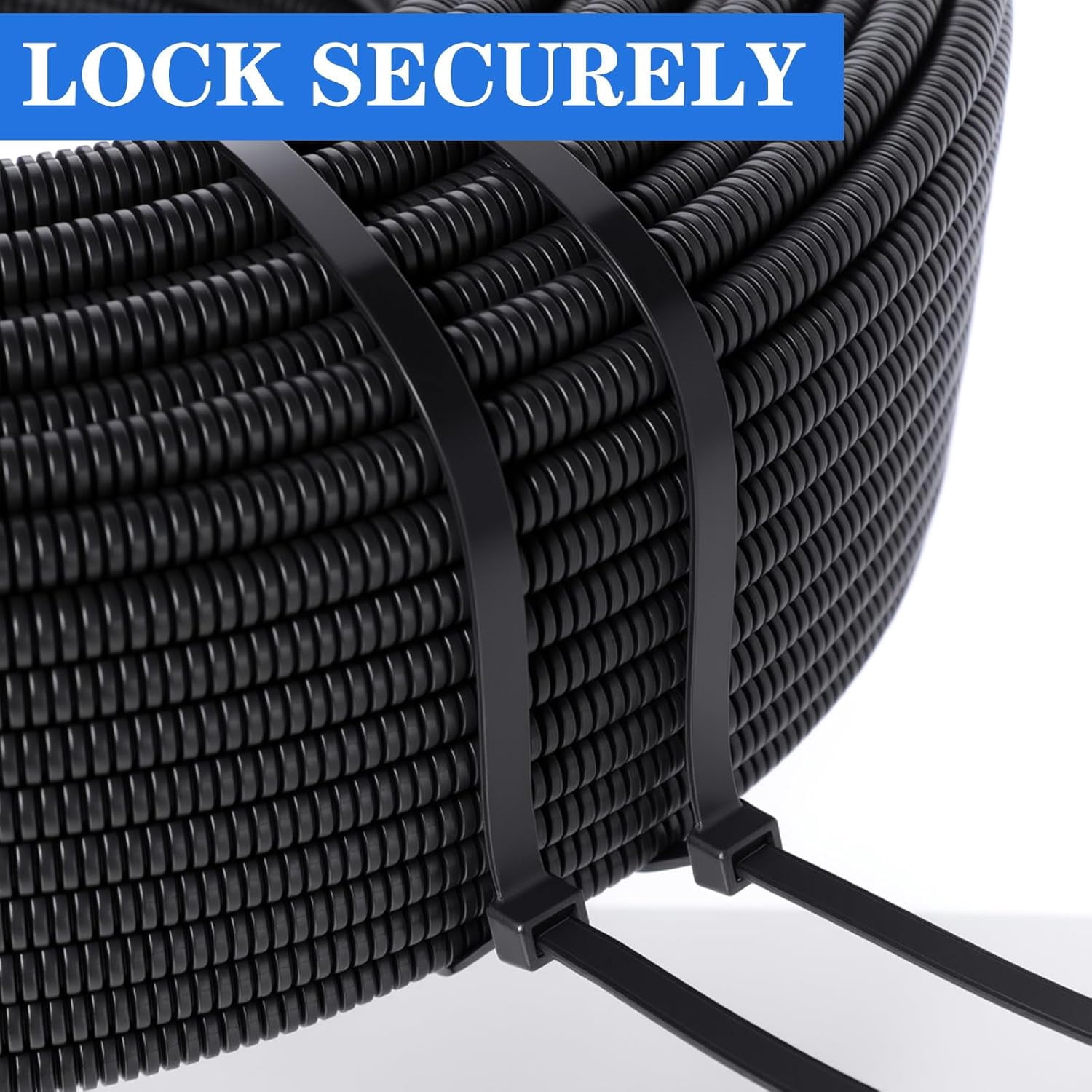 100 pieces of 30-inch black zipper tape heavy-duty cable ties for indoor and outdoor binding fences, sunshade lashing, and crop branch bundling