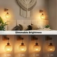 thumbnail image 6 of Glitnous Set of 2 Battery Operated Wall Sconce with Remote Control, Rechargeable Rattan Wall Sconces with Bulb, Wireless Woven Bamboo Lantern Wall Light Boho Wall Lamp for Bedroom Living Room Hallway, 6 of 9