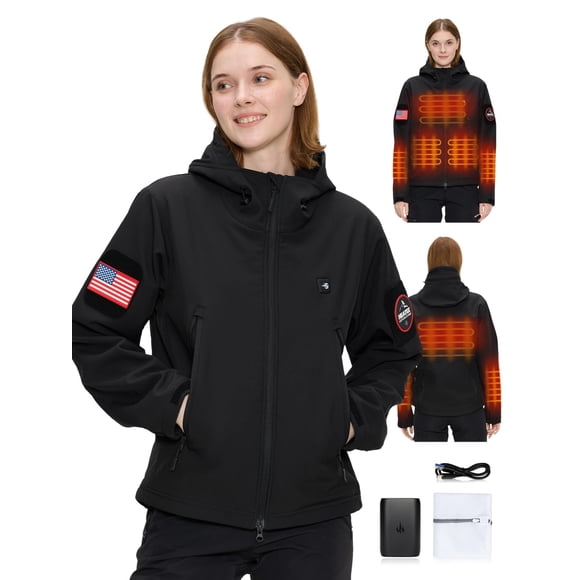 Chaqueta térmica HEATIX para mujer con paquete de baterías de 12 V, 5 zonas de calor