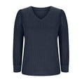 thumbnail image 5 of BLVB Long Sleeve Shirts for Women Fall Lace Hollow out Blouses Dressy Ribbed Knit Sweaters V Neck Tunic Trendy Clothes, 5 of 6