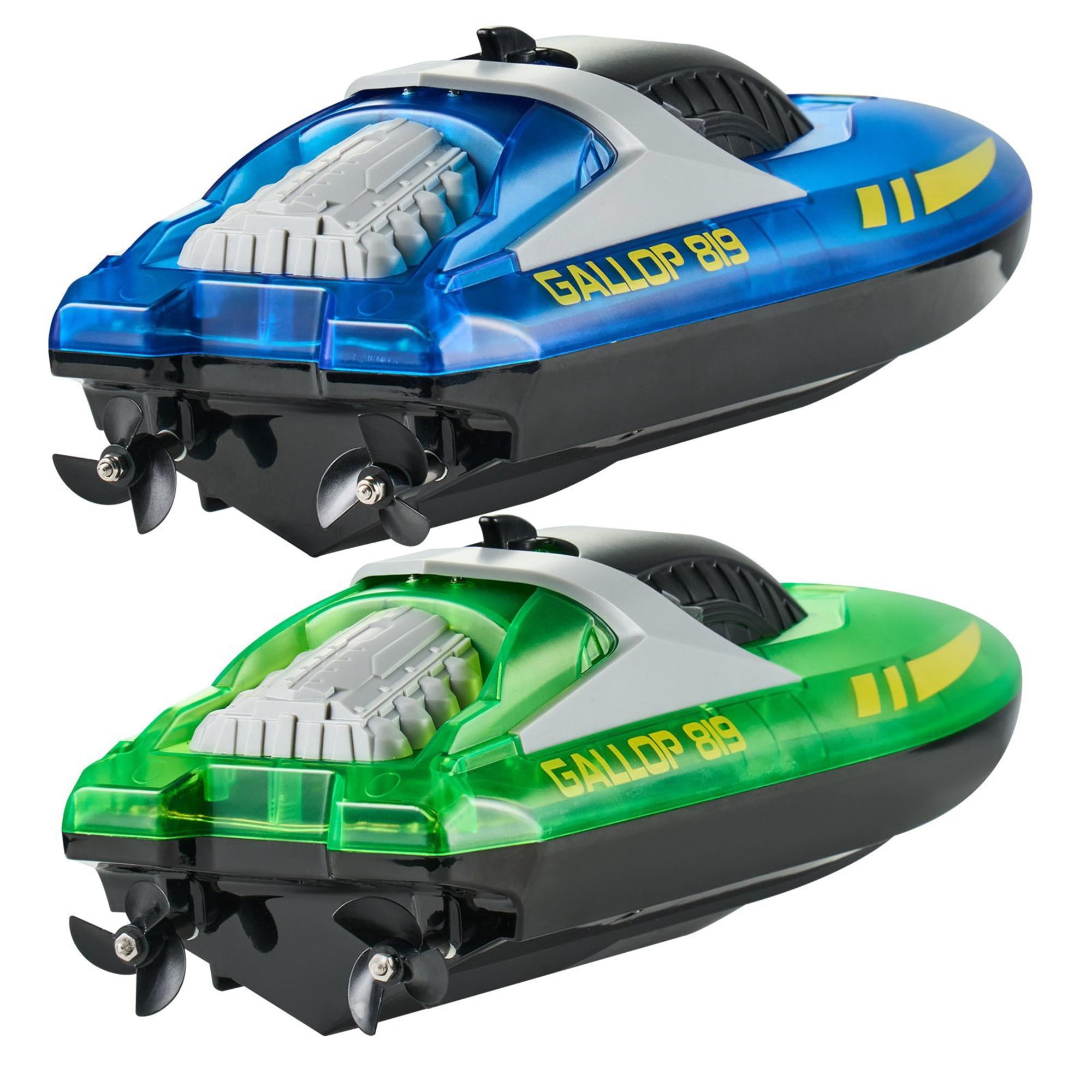 2 Pcs RC Racing Boats, 2.4GHz 12km/h Remote Control Boats with LED Light, Waterproof for Pools & Lakes