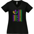 thumbnail image 3 of Inktastic Mardi Gras Flag Women's Plus Size V-Neck T-Shirt, 3 of 5