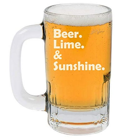 

12oz Beer Mug Stein Glass Beer Lime & Sunshine