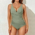 thumbnail image 1 of CaComMARK PI Sale Tummy Control Swimsuits for Women Slimming One Piece Bathing Suit Retro Ruched Push Up Vintage Padded Swimwear Green XL, 1 of 7