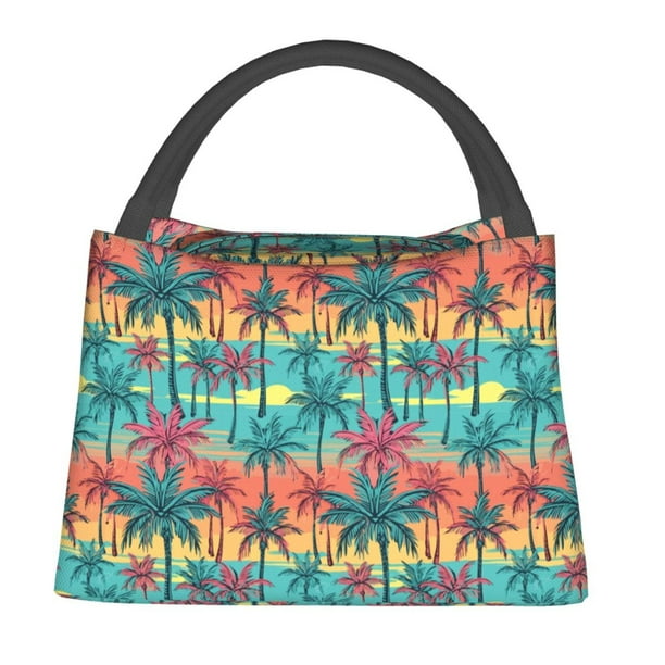 Fotbe Hawaii Palms Bolsa Térmica Portátil con Estampado, Bolsa de Entrega de Alimentos Aislada, Bolsa Reutilizable de Gran Capacidad para Comidas y Supermercado