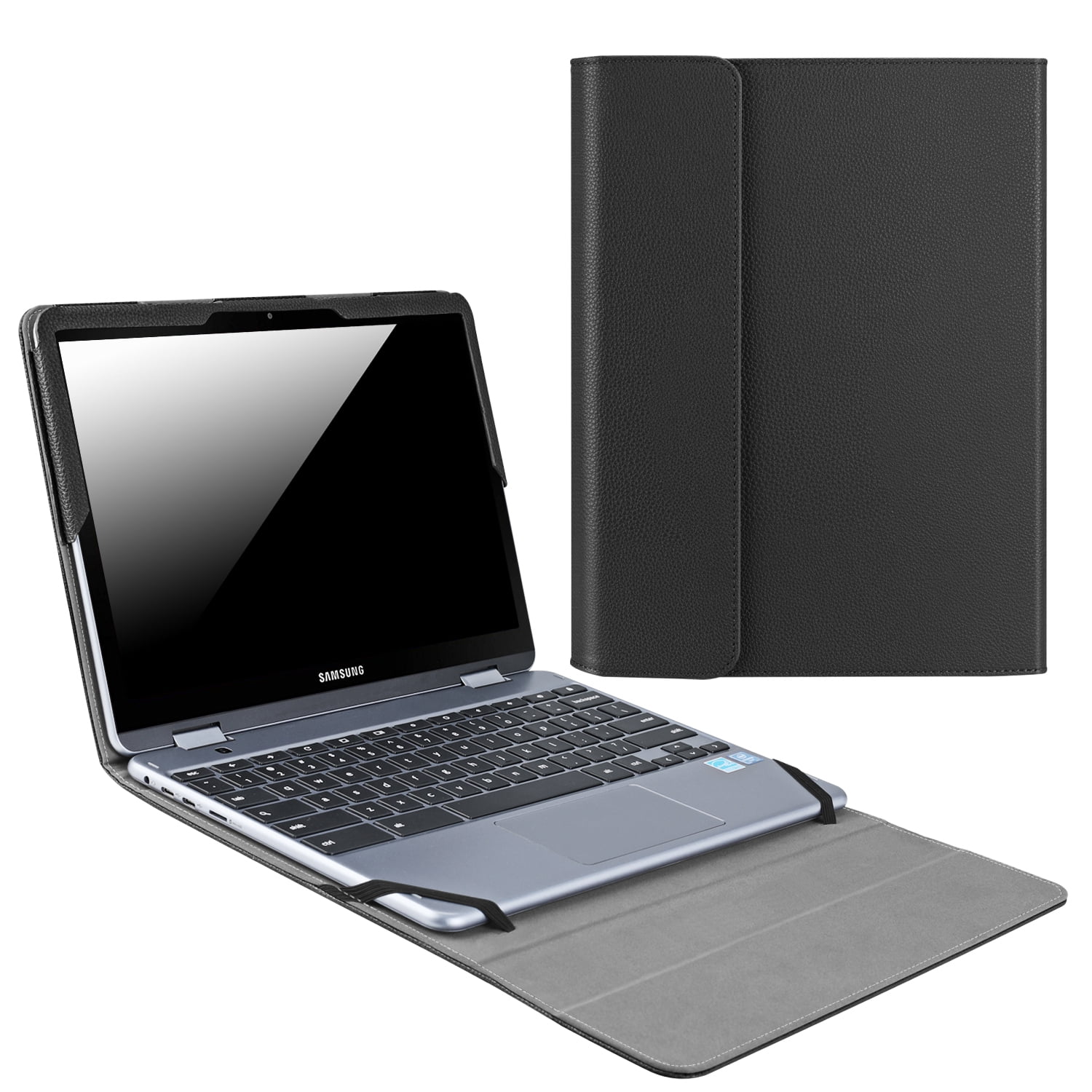 Fintie Sleeve Case for 12.4" Samsung Galaxy Chromebook 2 360, 12.2" Samsung Chromebook Plus V2 XE520QAB / Plus XE521QAB / Plus LTE XE525QBB - PU Leather Portfolio Book Cover, Black