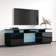 thumbnail image 4 of Eva-K TV Stand for TVs up to 80", Modern High Gloss 71" Entertainment Center, TV Media Console with Storage Cabinets and LED Lights, 4 of 8