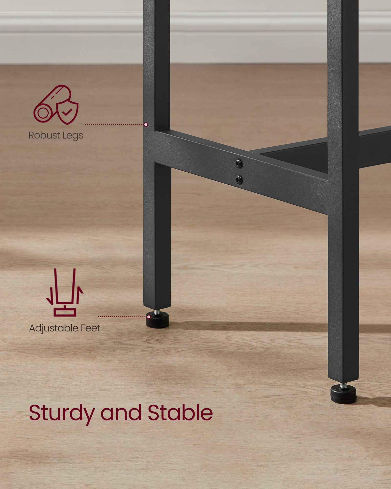 VASAGLE, Narrow Long Bar, Kitchen Dining, High Pub Table, Sturdy Metal Frame, Industrial Design, 15.7 x 47.2 x 35.4 Inches Ebony Black