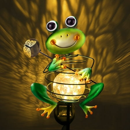 Frog Garden Solar Lights Outdoor Decorative,Metal Frog Garden Decor for Outside Waterproof Solar Stake Lights for Lawn Ornaments Patio Yard Decorations, Gardening Gifts for Mom Women