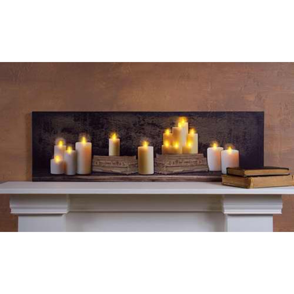 Timeless by Design 72622 6" x 20" x 1" "Small Mantel Of Candles" Battery Operated LED Lighted
