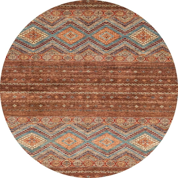 Ahgly Company Indoor Round Abstract Light Copper Gold Abstract Area Rugs, 4' Round