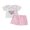 Pink, variant on Baby Toddler Girls Shorts Clothing Set, 6 12 18 Months Short Sleeve Doll Collar Embroidery T-shirt with Plaid Shorts Summer 2-piece Outfit