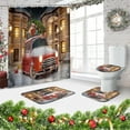 thumbnail image 5 of Christmas French Bulldog Bathroom Sets with Shower Curtain and Rugs and Accessories, Santa Antler Reindeer Autumn Shower Curtain Sets, Winter Red Shower Curtains for Bathroom Decor 4 Pcs, 5 of 8