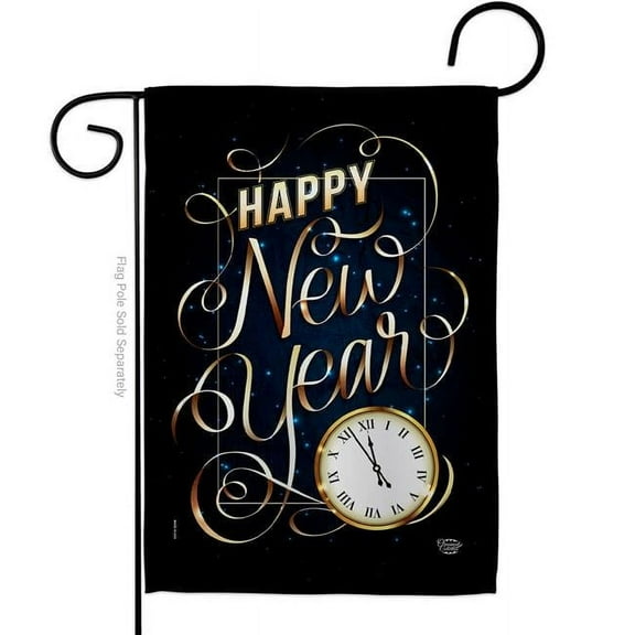 Ornament Collection G192691-BO 13 x 18.5 in. New Year Clock Garden Flag with Winter Double-Sided Decorative Vertical Flags House Decoration Banner Yard Gift