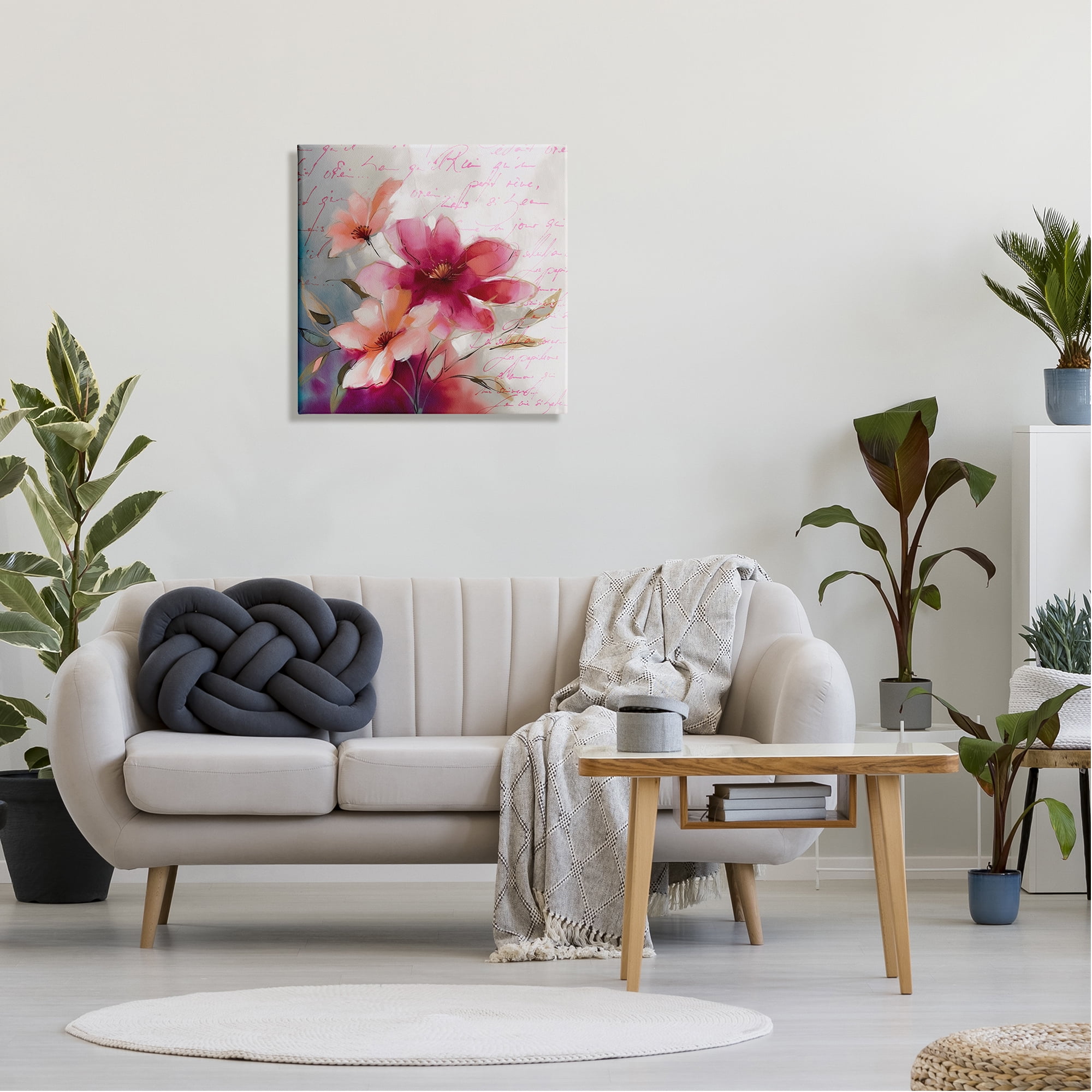 Stupell Industries Pink Vintage Florals Botanical & Floral Painting Gallery Wrapped Canvas Art Print Wall Art, 24 x 24