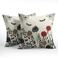 thumbnail image 2 of Halloween Pillow Covers 16x16 Inch Set of 2 Vintage Spooky Red and Black Floral Leaves Bats Spider Web Outdoor Decorative Throw Pillows Holiday Pillowcases Square Cushion Covers for Couch, 2 of 6