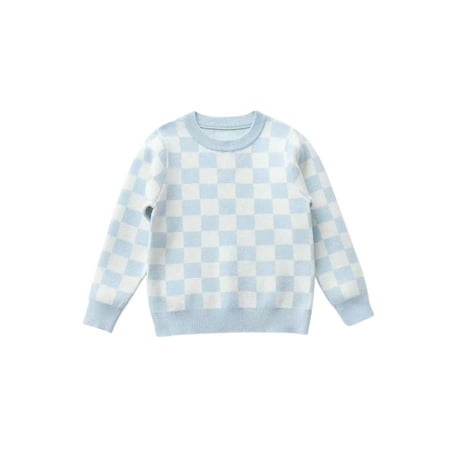 

Wassery Toddler Baby Girl Boy Fall Sweater Checkerboard Knit Long Sleeve Jumper Knitwear Unisex Kids Pullover Tops 18M-6T