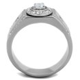 thumbnail image 3 of Luxe Jewelry Designs Men's Stainless Steel Ring with Prong Cubic Zirconia - Size 8, 3 of 4