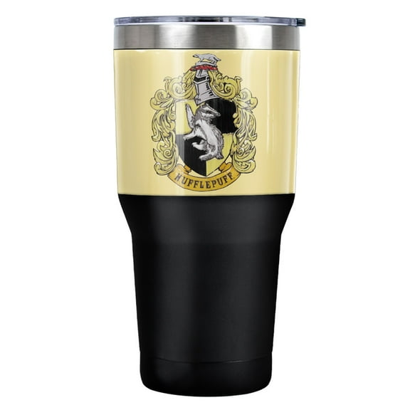 Harry Potter Hufflepuff Rough Crest Stainless Steel Tumbler 30 oz Coffee Travel Cup, Vacuum Insulated & Double Wall with Leakproof Sliding Lid