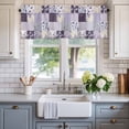 thumbnail image 2 of Spring Floral Farmhouse Short Window Curtain Valances, Dark Purple Flowers Patchwork Grid Bohemia Rod Pocket Kitchen Valances for Living Room Bedroom Bathroom Cafe 60" x 18", 2 of 8