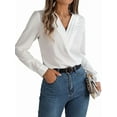 thumbnail image 3 of Blusa Plisada de Larga con Cuello en V para Mujer, Ideal para Oficina S, 3 of 8