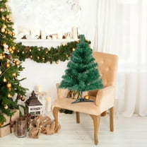 2FT Artificial Christmas Tree, Green Tabletop Christmas Pine Tree with Plastic Stand Mini Xmas Tree for Christmas Indoor Outdoor Holiday Home Decoration