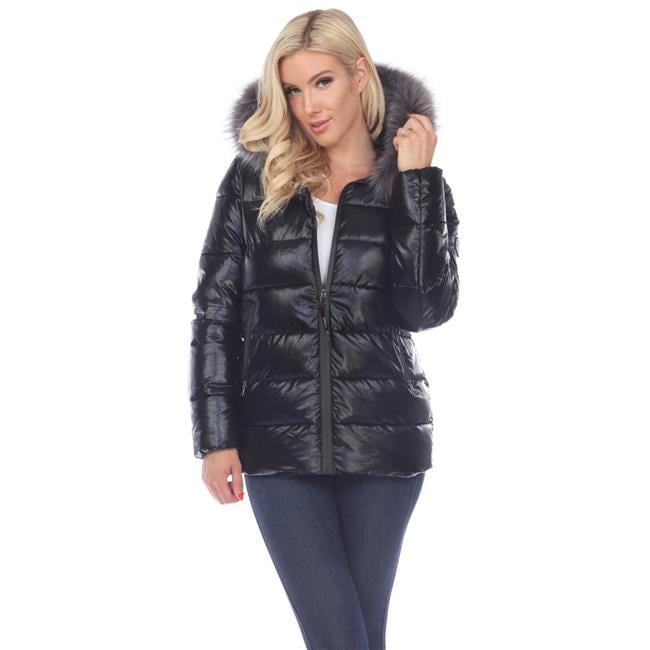 black metallic puffer coat