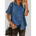 thumbnail image 2 of QWZNDZGR Womens Button Down Shirts V Neck Loose Casual Shirt, 2 of 5