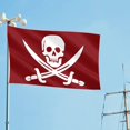 thumbnail image 2 of Bandera pirata de Jack Rackham para exteriores, 3x5, color rojo sangre, tela de poliéster 150D, ojales de latón, resistente a la decoloración, 2 of 3