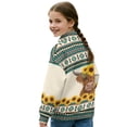thumbnail image 2 of COEQINE Trendy Loose Fit Quarter Zip Sweatshirt for Girls, Long Sleeve Pullover Tops with Collar, Casual Oversized Sweatshirt for Teens Kids 7-8 Years, Highland Cow American Tribal Sunflower, 2 of 7