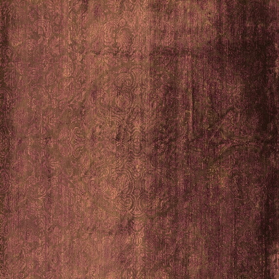 Ahgly Company Indoor Square Oriental Orange Industrial Area Rugs, 7' Square