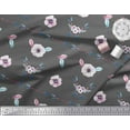 thumbnail image 2 of Soimoi Grey Rayon Fabric Arrow & Anemone Floral Printed Craft Fabric by the Yard 56 Inch Wide, 2 of 3