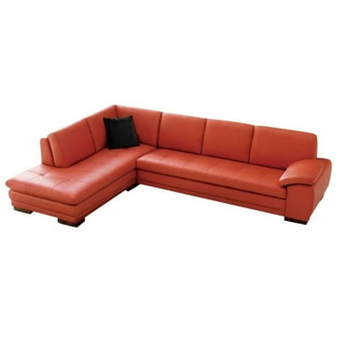 J&M Furniture 625 Italian Leather Sectional Pumpkin in Left Hand Facing