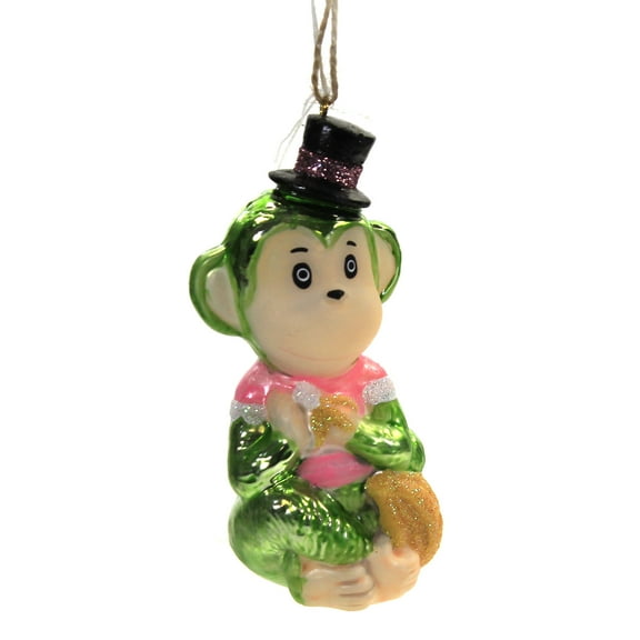 Holiday Ornament Retro Monkey Glass Kitsch Spring Easter Banana Go4396