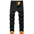 thumbnail image 2 of ZHUASHUM Mens Pants Plus Velvet Composite Warm Jeans Straight Slim Padded Denim Trousers,30 Black, 2 of 8