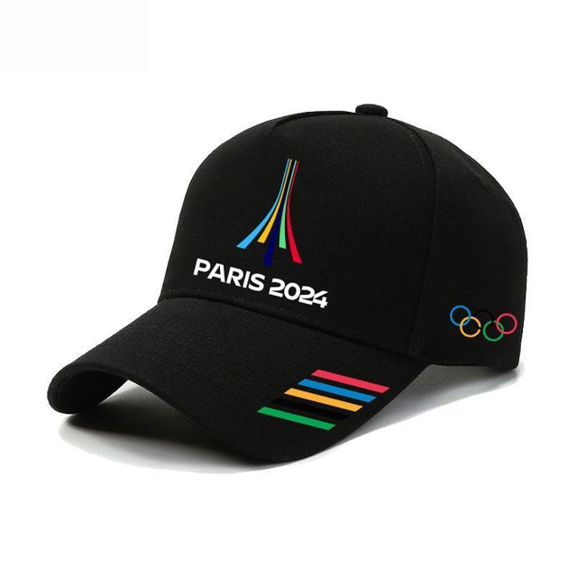2024 Paris Games PARIS Five Rings Commemorative Cap Outdoor Sun Visor Baseball Cap style 3Black