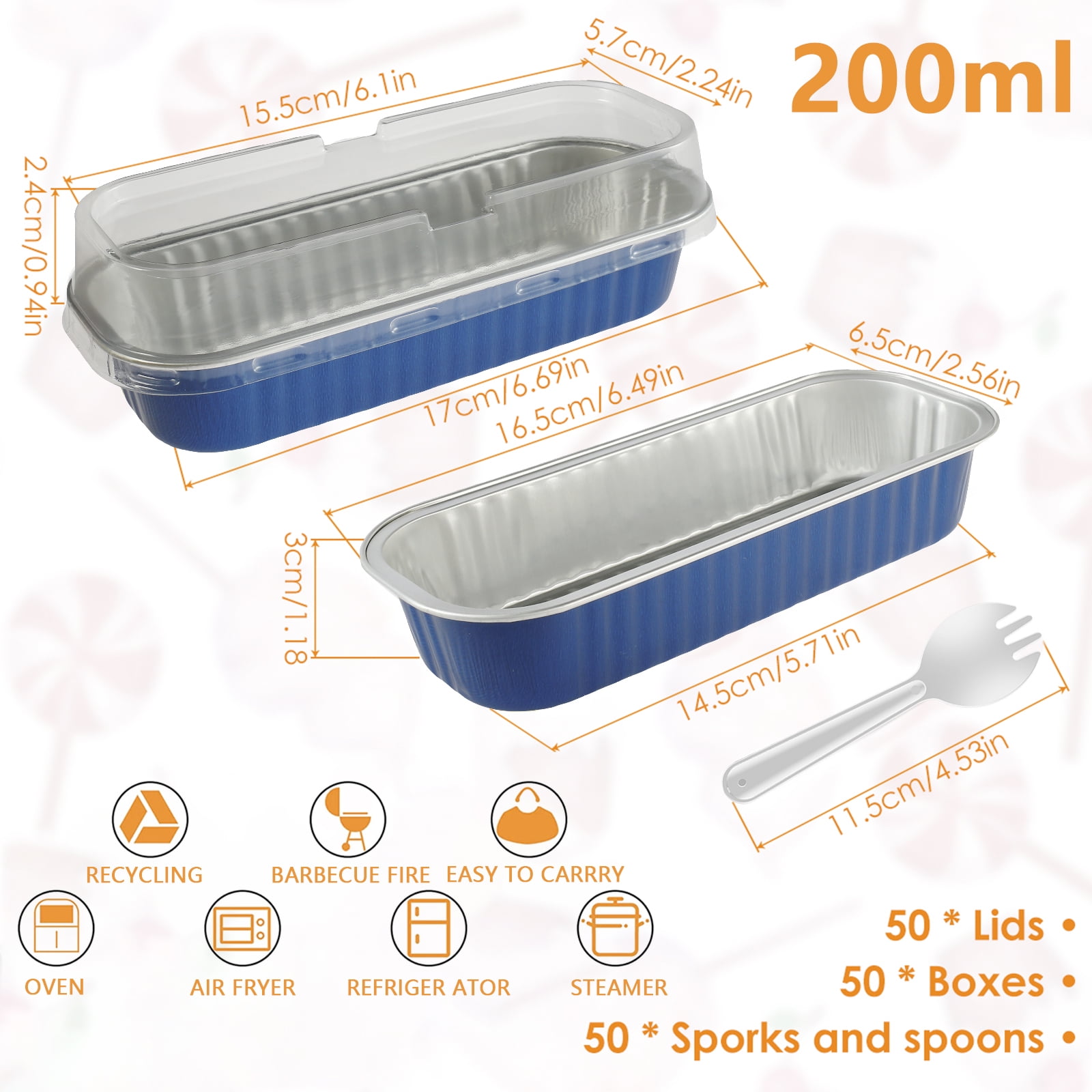 Aluminum Foil Bread Loaf Pans,150 Pack Mini Cake Pans with Lids and  Spoons,Reusable Rectangle Baking Cups,Cheesecake Pans Flan Molds Tin Cups