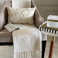 thumbnail image 4 of The HomeCentric Ivory Lumbar Pillow Cover Ribbon Ivory Rose Flower Pillows Cover Pack of 2, 12"x14" (30x35 cm) Lumbar Pillow Cover Rectangle Silk Lumbar Pillow Cover Floral Modern - Ivory Paradise, 4 of 12