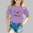 thumbnail image 2 of Tfken Independence Day Girls Shirt Patriotic American Heart Flag Crew Neck Short Sleeve Toddler Tee 4Th Of July Summer Cute Kids Top Purple Size 12-18 Months, 2 of 4