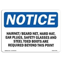OSHA Notice Signs - Hairnet Beard Net Hard Hat Ear Plugs | Decal | Protect Your Business Work Site Warehouse |  Made in the USA