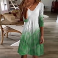 thumbnail image 2 of SZXZYGS Robes pour Femmes 2024 Fête Mode pour Femmes Imprimé Dégradé de Fleurs Col Ondulé Manche Mi-Longue Robe Jupe 2024, 2 of 4