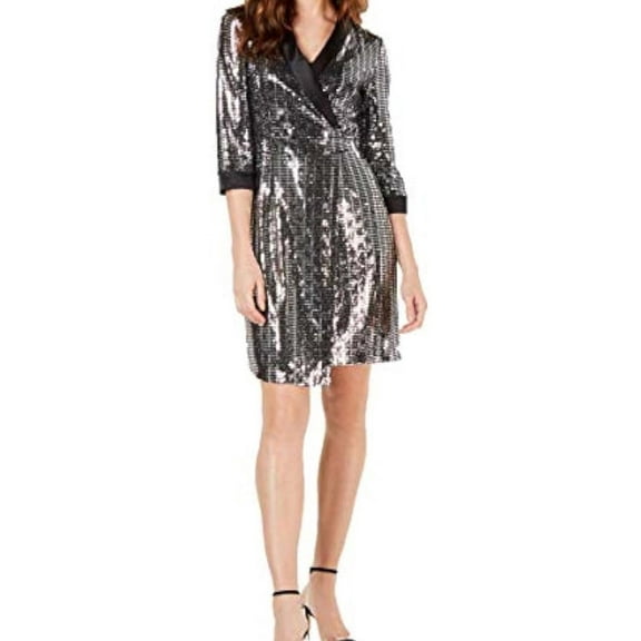 I.N.C Womens Mirror Ball Blazer Mini A-line Dress, Black, X-Small