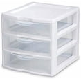 thumbnail image 3 of Sterilite Small 3 Drawer Storage Unit, Countertop and Desktop Organizer with Clear Drawers, White, 3 of 4