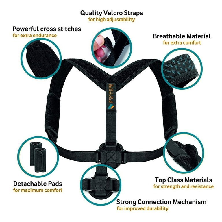 Back Support Brace Posture Corrector for Men Women Teens an Ultimate Solution for Slouching Kyphosis Back Neck Pain Relief with Free Underarm Pads by Amazing Prime Walmart