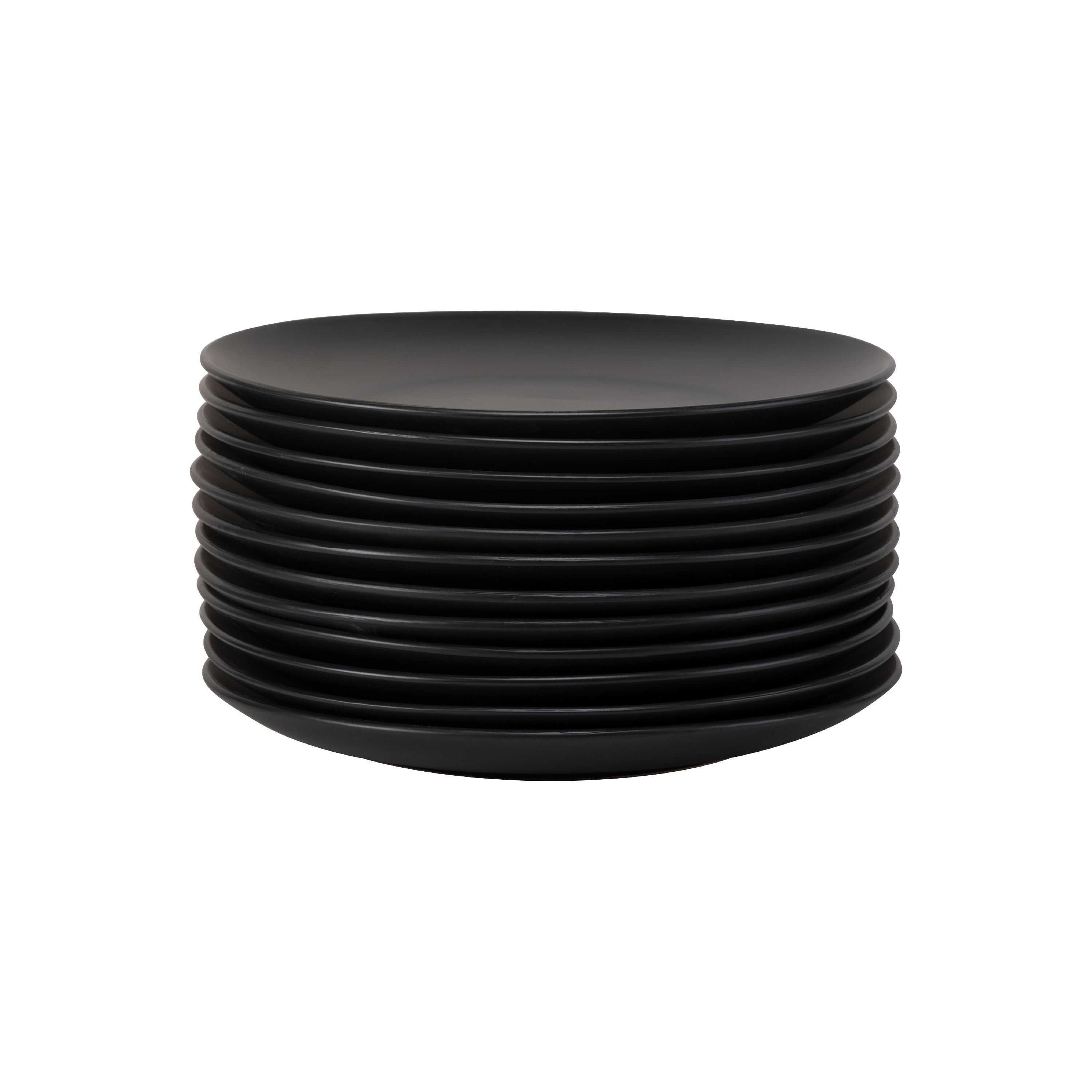 10 Strawberry Street Coupe Matte Catering Pack, 12Pc Dinner Plate Set, Black